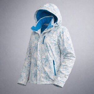 The North Face Cryptic Hyvent Ski Snow Jacket Geometric Snowflake Print - SMALL